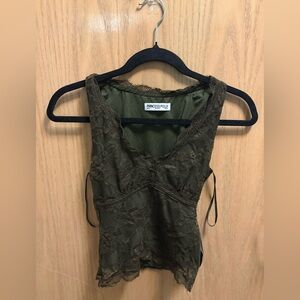Princess Polly Dark Green Lace Camisole